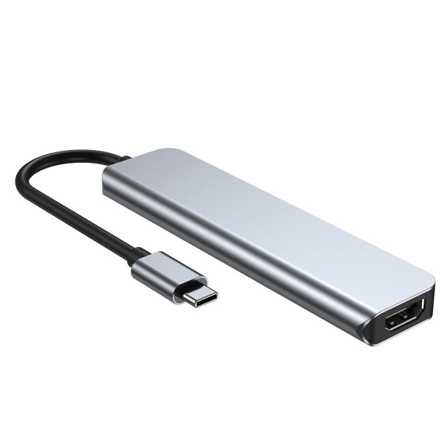 USB-хаб Tech-Protect V4 6-in-1 Grey USB-C - 2xUSB-A/HDMI/USB-C/SD/TF Grey (9589046919343)