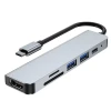 USB-хаб Tech-Protect V4 6-in-1 Grey USB-C - 2xUSB-A/HDMI/USB-C/SD/TF Grey (9589046919343)