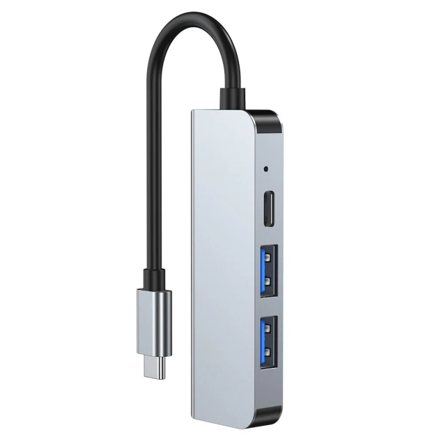 USB-хаб Tech-Protect V2 4-in-1 Grey USB-C - 2xUSB-A/HDMI/USB-C Grey (9589046919367)