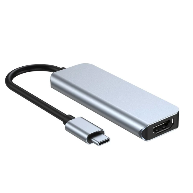 USB-хаб Tech-Protect V2 4-in-1 Grey USB-C - 2xUSB-A/HDMI/USB-C Grey (9589046919367)
