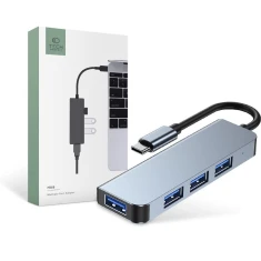 USB-хаб Tech-Protect V1 4-in-1 Grey USB-C - 4xUSB-A Grey (9589046919367)