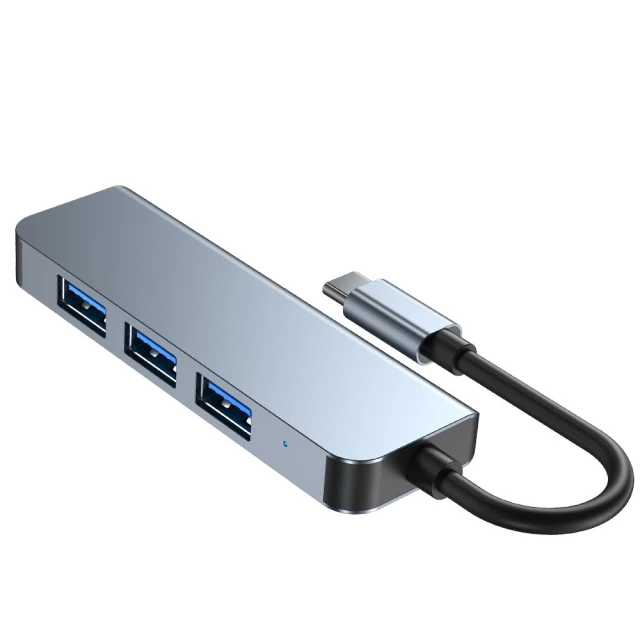 USB-хаб Tech-Protect V1 4-in-1 Grey USB-C - 4xUSB-A Grey (9589046919367)
