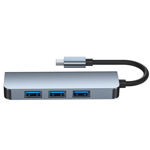 USB-хаб Tech-Protect V1 4-in-1 Grey USB-C - 4xUSB-A Grey (9589046919367)
