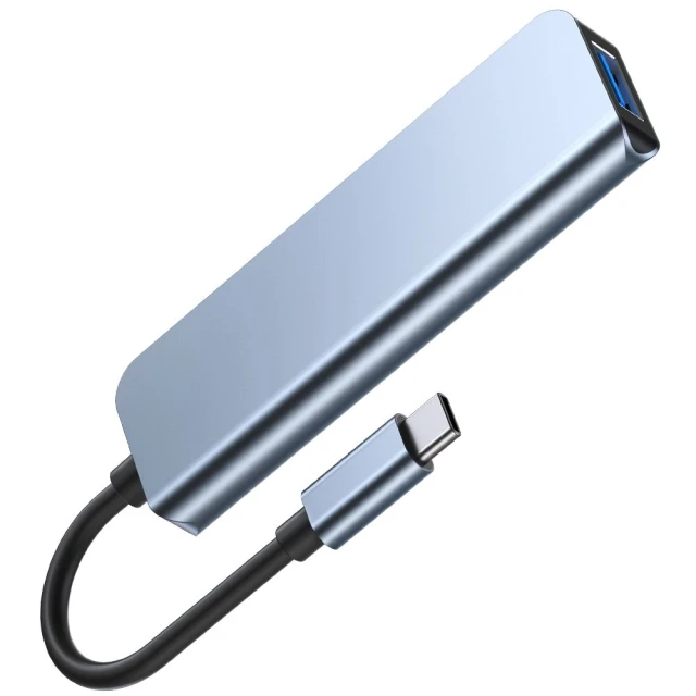 USB-хаб Tech-Protect V1 4-in-1 Grey USB-C - 4xUSB-A Grey (9589046919367)