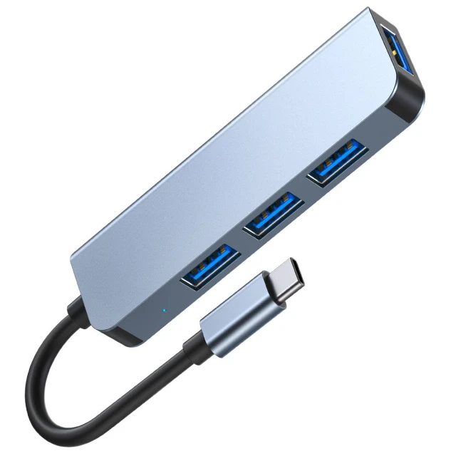 USB-хаб Tech-Protect V1 4-in-1 Grey USB-C - 4xUSB-A Grey (9589046919367)