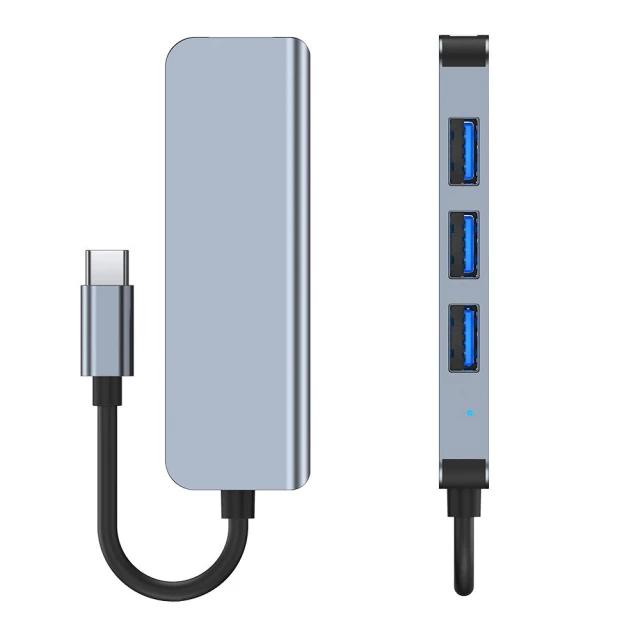 USB-хаб Tech-Protect V1 4-in-1 Grey USB-C - 4xUSB-A Grey (9589046919367)