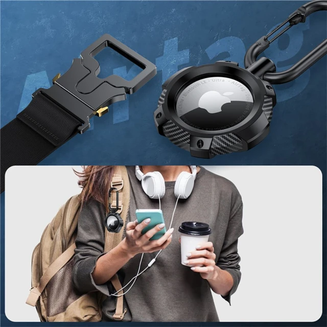 Брелок з кільцем Tech-Protect TpuСarbon для AirTag Black (9589046924002)