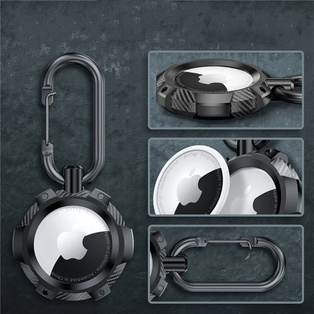 Брелок з кільцем Tech-Protect TpuСarbon для AirTag Black (9589046924002)