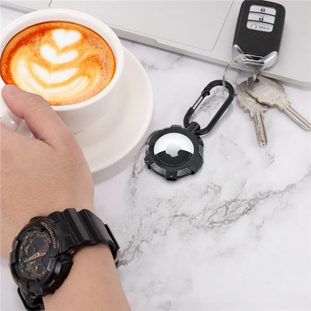 Брелок з кільцем Tech-Protect TpuСarbon для AirTag Black (9589046924002)