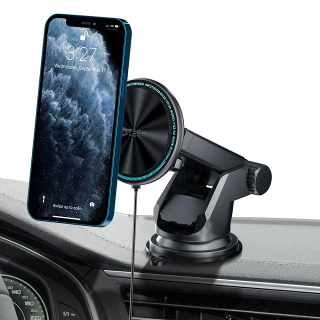 Автотримач з функцією бездротової зарядки Tech-Protect A2 Dash Car Mount Wireless Charger 15W Black with MagSafe (9589046926723)