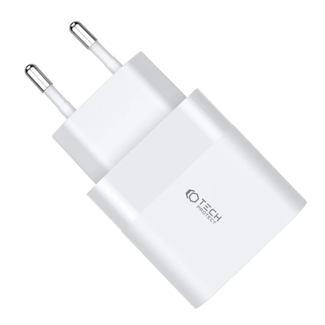 Мережевий зарядний пристрій Tech-Protect QC 30W USB-C | USB-A White (9589046926792)