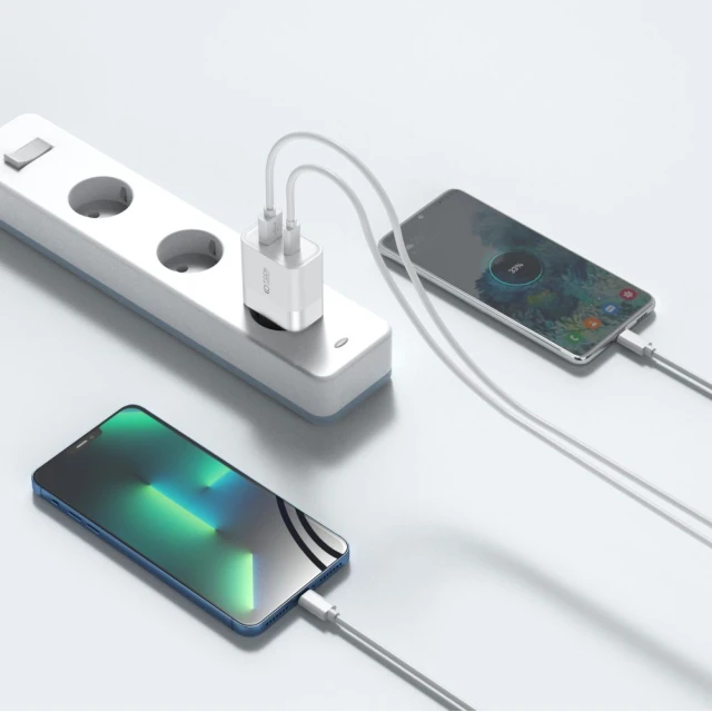 Мережевий зарядний пристрій Tech-Protect QC 30W USB-C | USB-A White (9589046926792)