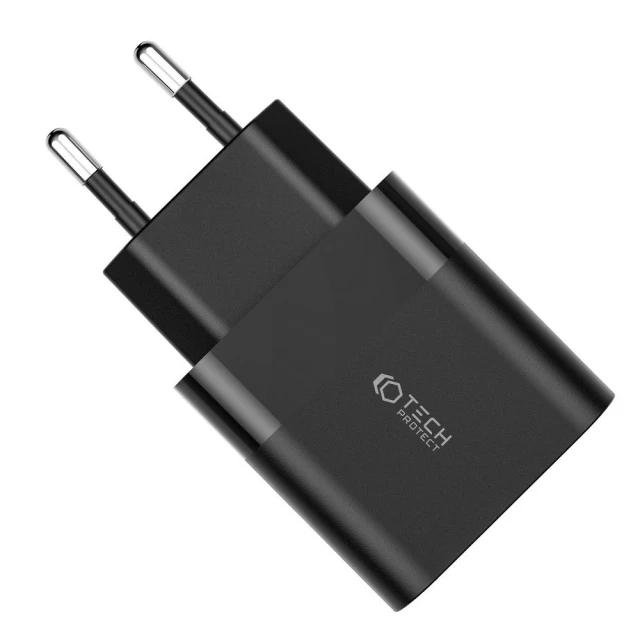 Мережевий зарядний пристрій Tech-Protect QC 30W USB-C | USB-A Black (9589046926808)