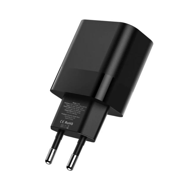 Мережевий зарядний пристрій Tech-Protect QC 30W USB-C | USB-A Black (9589046926808)