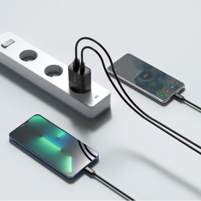 Мережевий зарядний пристрій Tech-Protect QC 30W USB-C | USB-A Black (9589046926808)
