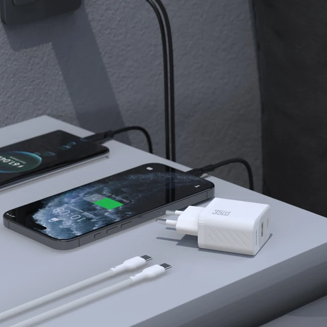 Мережевий зарядний пристрій Dudao A27MAXC 35W White + кабель USB-C (A27MAXC_White)