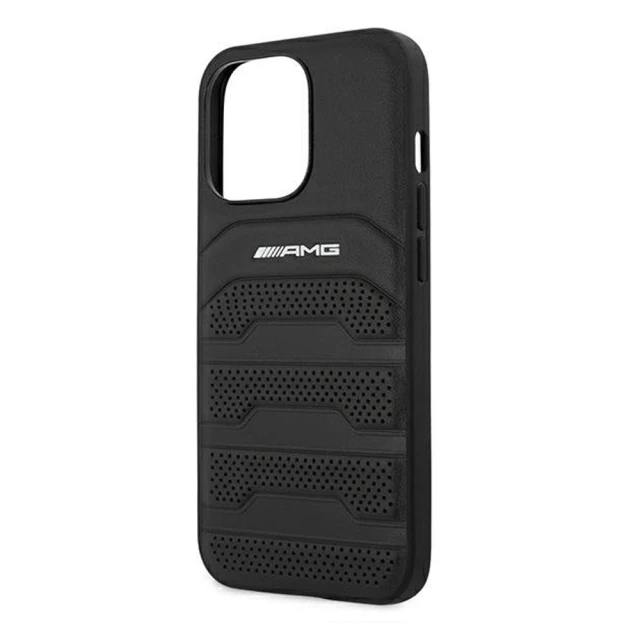 Чохол Mercedes для iPhone 13 Pro Max Leather Debossed Lines Black (AMHCP13XGSEBK)