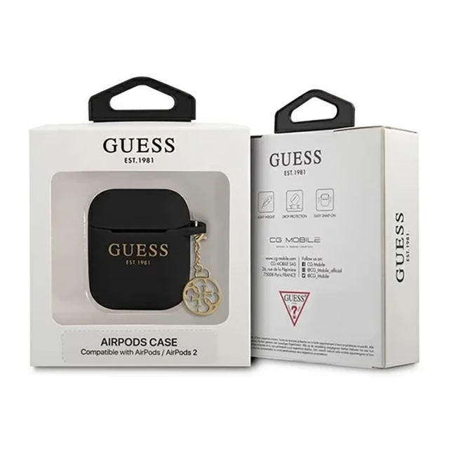 Чохол Guess Silicone Charm Collection для AirPods 2/1 Black (GUA2LSC4EK)