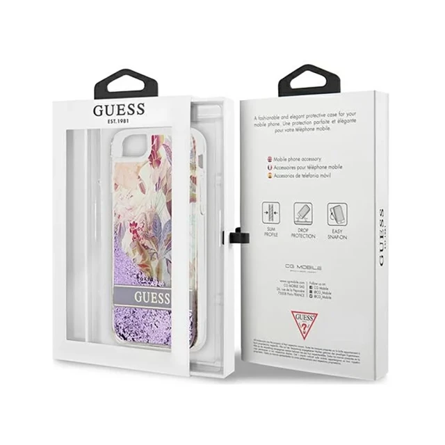 Чохол Guess Flower Liquid Glitter для iPhone SE 2020/8/7 Violet (GUHCI8LFLSU)
