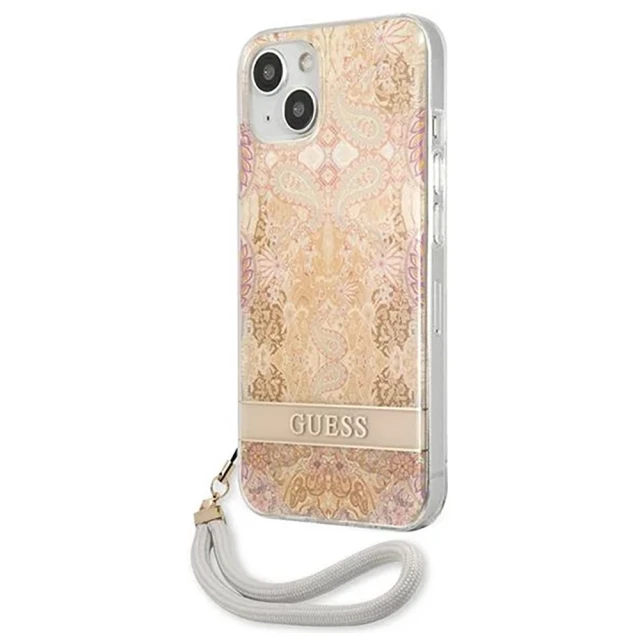 Чохол Guess Flower Strap для iPhone 13 mini Gold (GUHCP13SHFLSD)