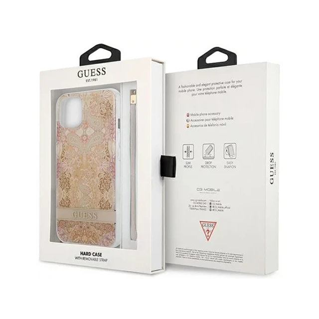 Чохол Guess Flower Strap для iPhone 13 mini Gold (GUHCP13SHFLSD)