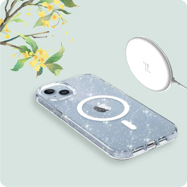 Чохол Tech-Protect Flexair Hybrid для iPhone 15 Glitter Clear with MagSafe (9490713936313)
