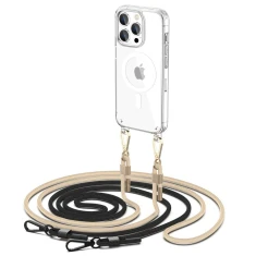 Чохол Tech-Protect Flexair Chain для iPhone 15 Pro Clear with Black Beige Twine with MagSafe (9490713936856)