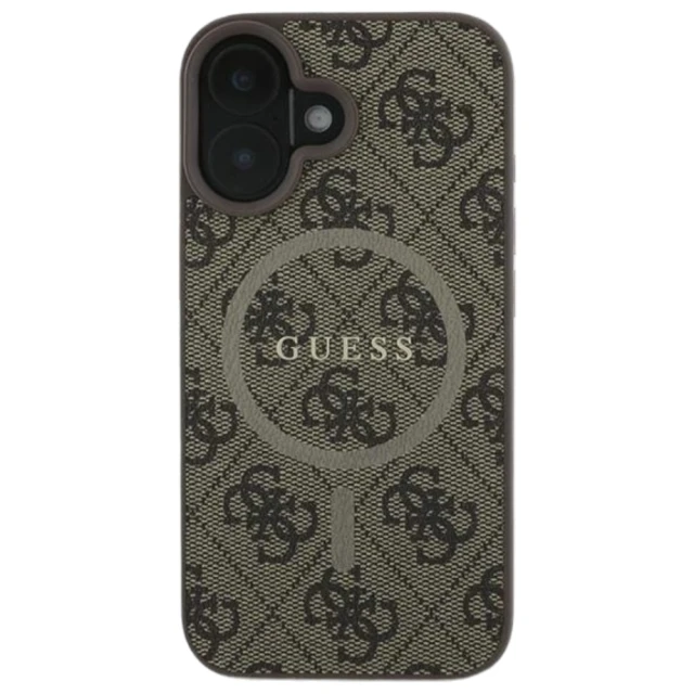 Чохол Guess 4G Collection Leather Metal Logo для iPhone 16 Plus Brown with MagSafe (GUHMP16MG4GFRW)