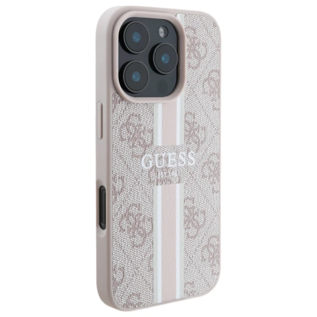 Чехол Guess 4G Printed Stripes для iPhone 16 Pro Max Pink with MagSafe (GUHMP16XP4RPSP)