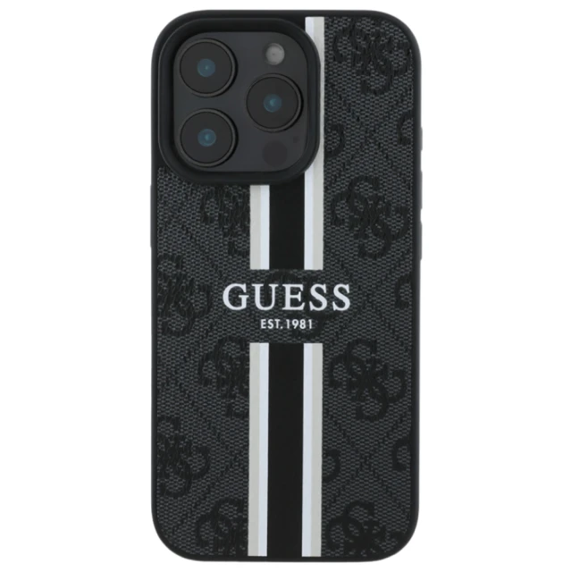 Чохол Guess 4G Printed Stripes для iPhone 16 Pro Max Black with MagSafe (GUHMP16XP4RPSK)