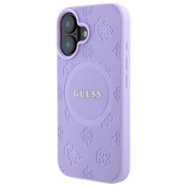 Чохол Guess Saffiano Peony Classic Logo для iPhone 16 Purple with MagSafe (GUHMP16SPSAPSMEU)