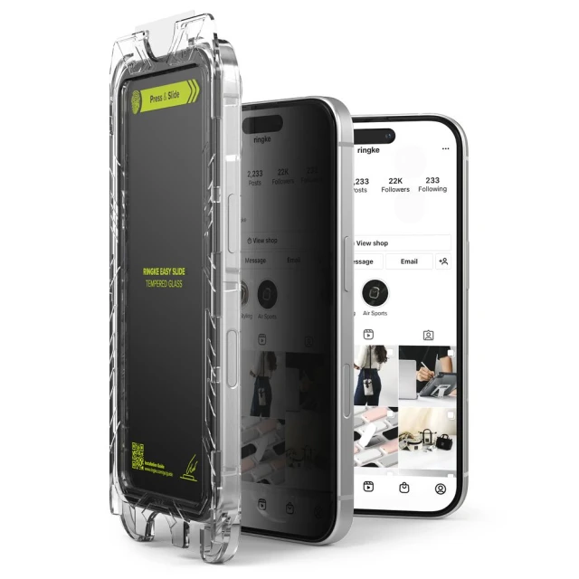 Защитное стекло Ringke Easy Slide для iPhone 16 Pro Privacy (2 pack) (8800274960053)
