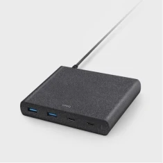 Мережевий зарядний пристрій Uniq HUB Surge 90 Вт 2xUSB Quick Charge 3.0 + 2xUSB-C PD 3.0 (LITHOS Collective) Black / Charcoal Black (8886463668108)