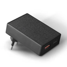 Мережевий зарядний пристрій UNIQ Votre Slim Duo 20W USB-C | USB-A Charcoal Black (UNIQ-VOTRESLDUO(EU)-BLK)