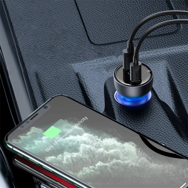 Автомобільний зарядний пристрій Baseus Particular Digital Display PPS Dual Quick Charger 65W USB Type-C Grey (CCKX-C0G)
