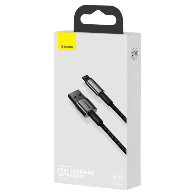 Кабель Baseus Tungsten Gold Fast Charging USB-A to Lightning 2m Black (CALWJ-A01)