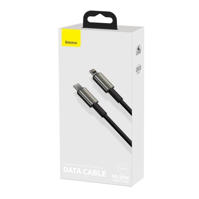 Кабель Baseus Tungsten Gold PD USB-C to Lightning 2m Black (CATLWJ-A01)