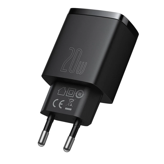 Мережевий зарядний пристрій Baseus Compact QC 20W USB-C | USB-A Black (CCXJ-B01)