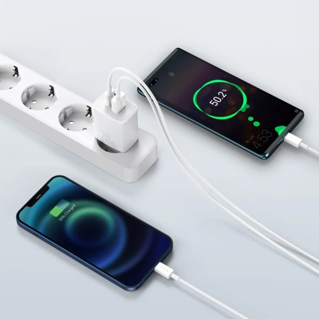 Мережевий зарядний пристрій Baseus Compact QC 20W USB-C | USB-A White (CCXJ-B02)