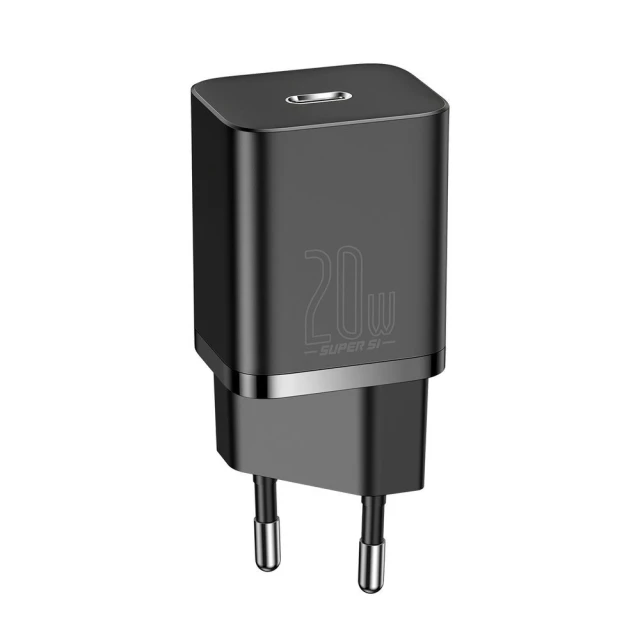 Мережевий зарядний пристрій Baseus Super Silicone PD 20W USB-C with USB-C to Lightning Cable 1m Black (TZCCSUP-B01)