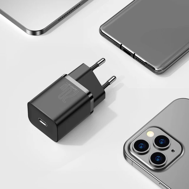 Мережевий зарядний пристрій Baseus Super Silicone PD 20W USB-C with USB-C to Lightning Cable 1m Black (TZCCSUP-B01)