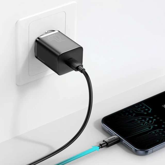 Мережевий зарядний пристрій Baseus Super Silicone PD 20W USB-C with USB-C to Lightning Cable 1m Black (TZCCSUP-B01)