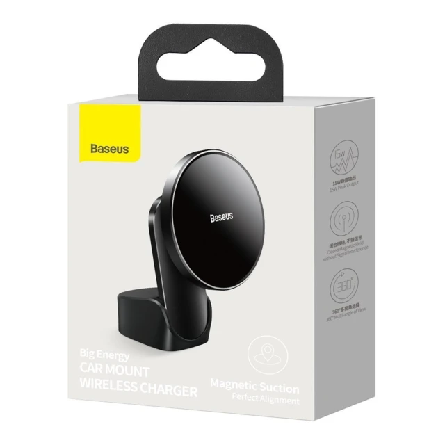Автотримач з функцією бездротової зарядки Baseus Big Energy 15W Black with MagSafe (WXJN-01)