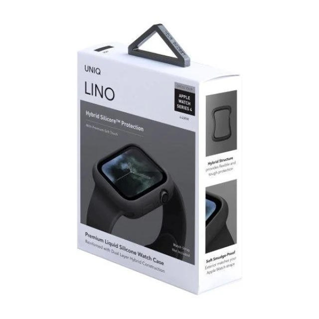 Чохол Uniq Lino для Apple Watch 4 | 5 | 6 | SE 44 mm Black/Ash Black (UNIQ-44 mm-LINOBLK)