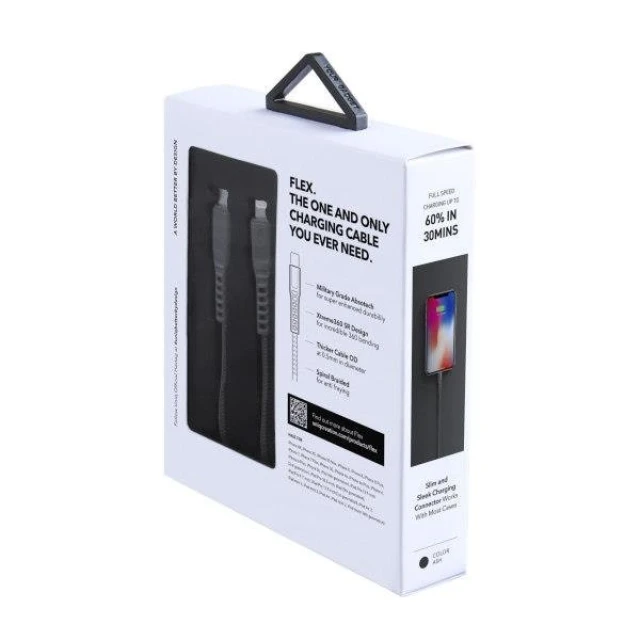 Кабель Uniq MFI Flex USB-C- Lightning 18W 1.2 m Nylon Gray / Charcoal Gray (UNIQ-FLEX(CTMFI)-GREY)