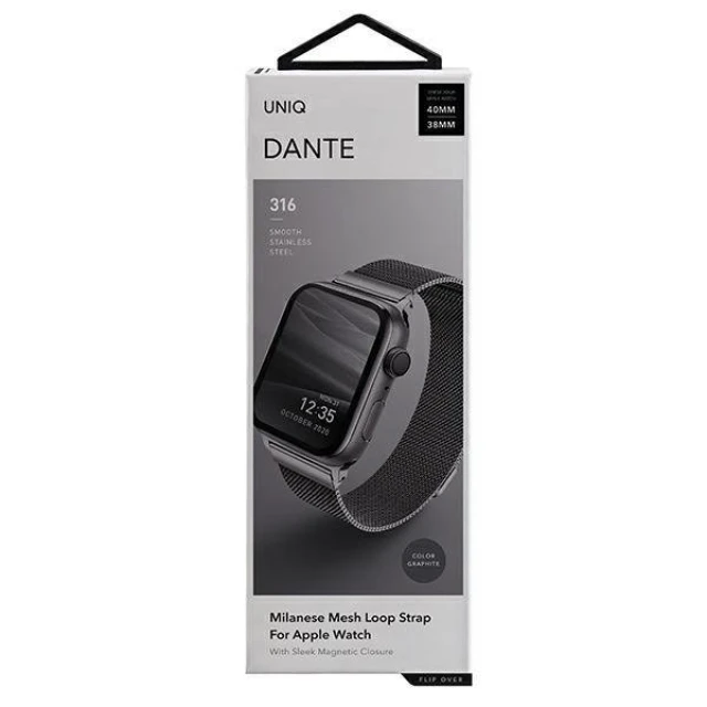 Ремінець Uniq Dante для Apple Watch 42 (10 series) | 41 | 40 | 38 mm Graphite (UNIQ-40MM-DANGRP)