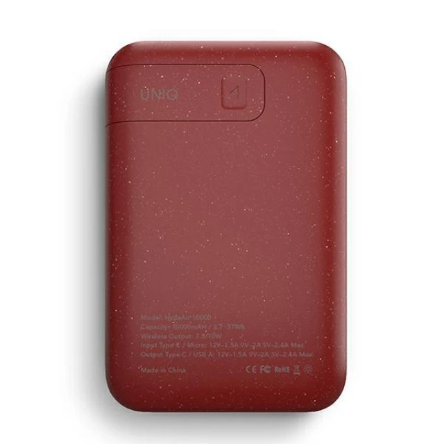 Портативна батарея Uniq Hyde Air 10000mAh USB-C 18W PD Fast Wireless induction Maroon (UNIQ-HYDEAIR-MARN)
